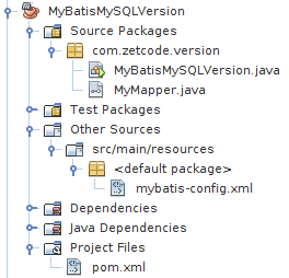 MyBatisMySQLVersion project structure