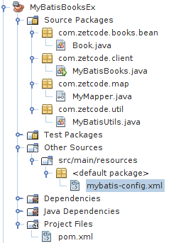MyBatisMySQLBooks project structure