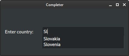 QLineEdit completer